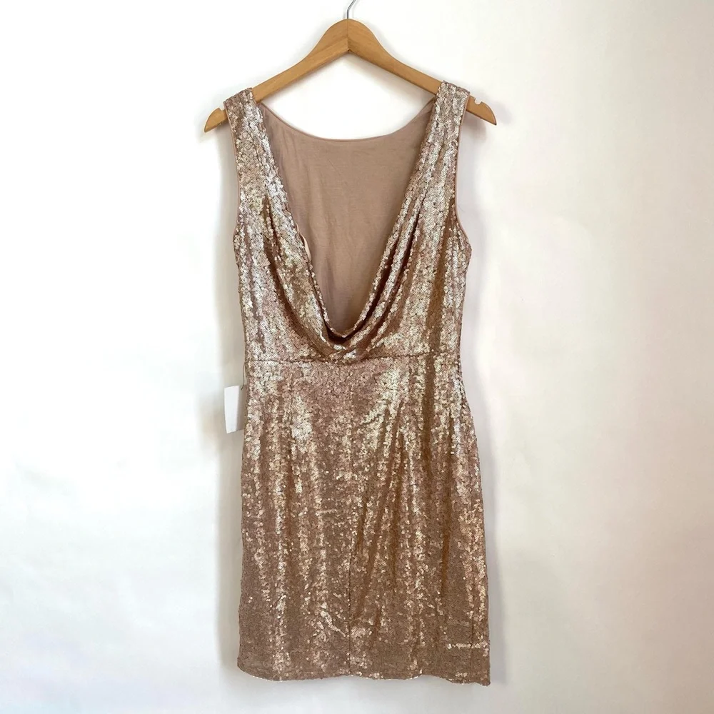Lulu’s Rose Gold Sequin Mini Dress L. NWT - Picture 8 of 12